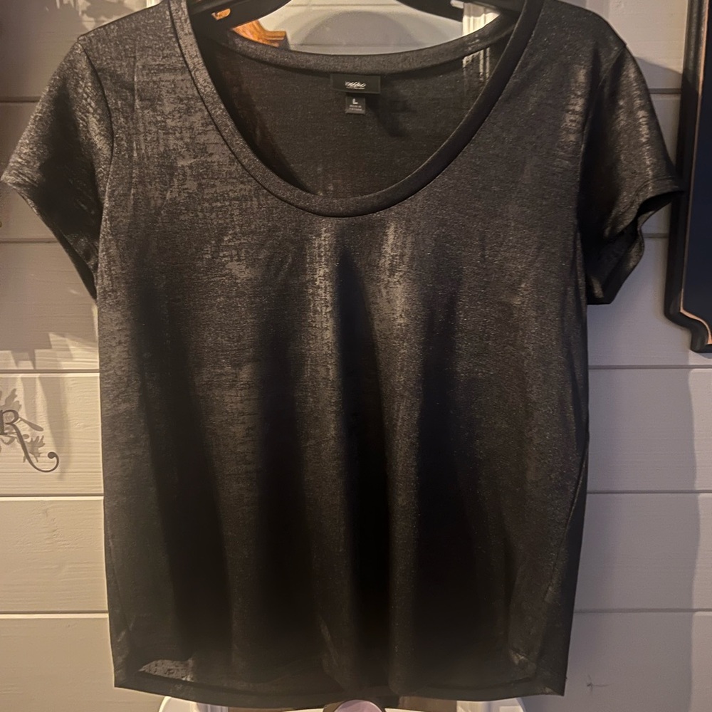 Mossimo Supply Co. Black Fitted Short Sleeve Tee with Shimmer